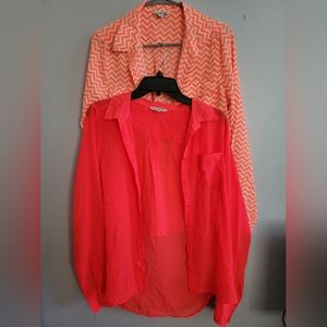 2 Sheer American Eagle Button Ups